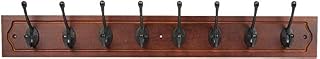 keypak Vintage 8-Hook Wall-Mounted Coat Rack, Wood, Antique Walnut, Black