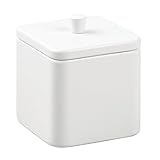 InterDesign Gia Bathroom Vanity Canister Jar for Cotton Balls, Swabs, Cosmetic Pads - White