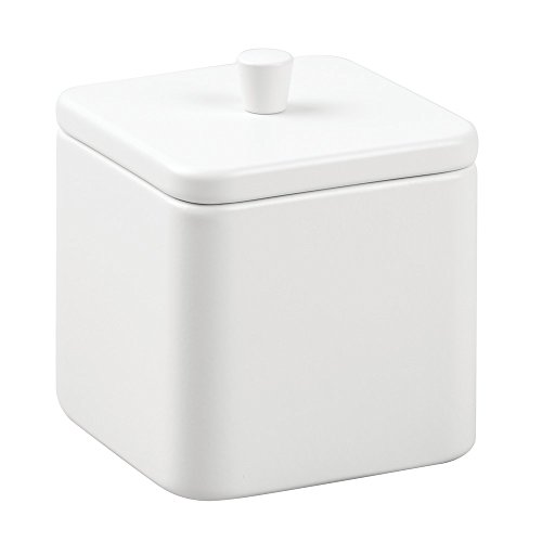 InterDesign Gia Bathroom Vanity Canister Jar for Cotton Balls, Swabs, Cosmetic Pads - White