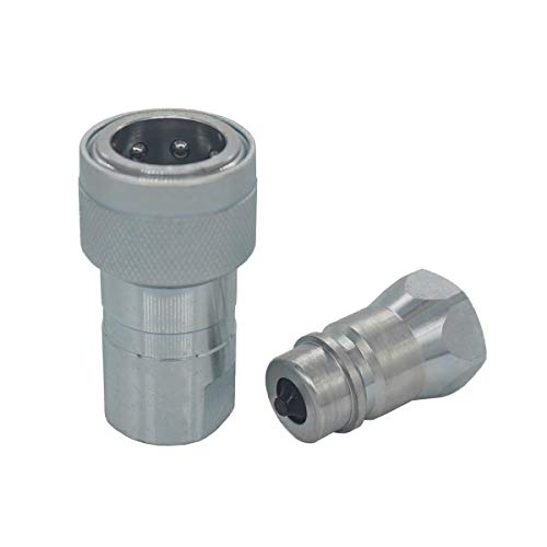 Image of 2-Set 1 /2 inch Ag ISO5675 Carbon Steel Hydraulic Quick Disconnect Coupling Poppet Valve,Pioneer Type with Yellow and Browm Colour Dust Cap