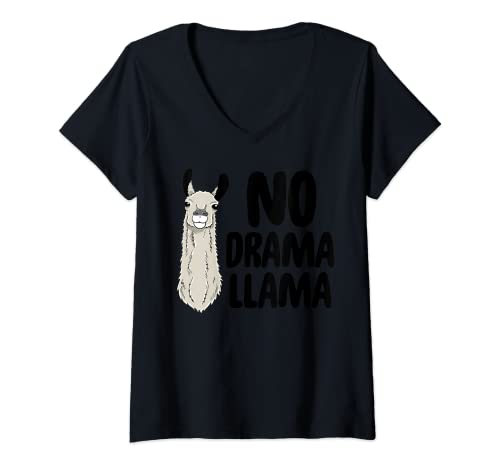 Donna Womens No Drama Llama Tee Shirts Alpaca Llama Love Maglietta con Collo a V