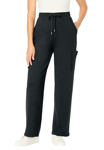 Woman Within Plus Size Tall Womens Plus-Size Knit Pull-On Drawstring Cargo Pants - 30/32, Heather Charcoal