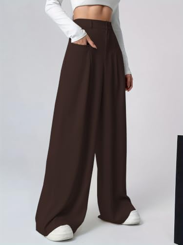 Image of GRECIILOOKS Trousers for Woman | Womens High Rise High Waist Flared Korean Style | Formal Pant for Women Office Wear| Track Pants for Womans Elegant for College & Events (Available in Plus Size)
