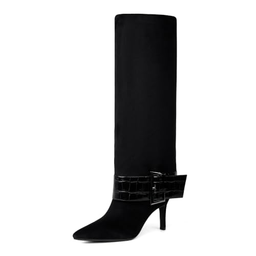 Image of VIUGJNEX Fold Over Boots for Women Fall Tall Knee High Boots