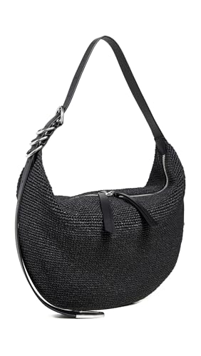 rag & bone Women's Spire Hobo Straw Bag, Black, One Size
