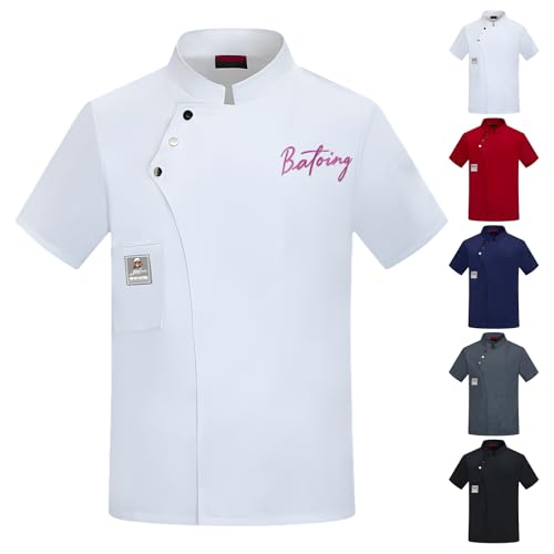 Veste De Chef Personnalisée Avec Broderie Vêtements De Cuisine À Manches Courtes Pour Hommes & Femmes Uniforme De Travail Boulangerie Cuisine Cuisinière...