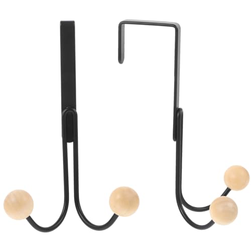 VILLFUL 2pcs Iron Simple Door Hook Door Hooks for Hanging Clothes Behind The Door Hook Trousers Hook Towel Hanger Holder Hat Hanger Over Door Hanger Hangers Over Door Hook Black Wooden