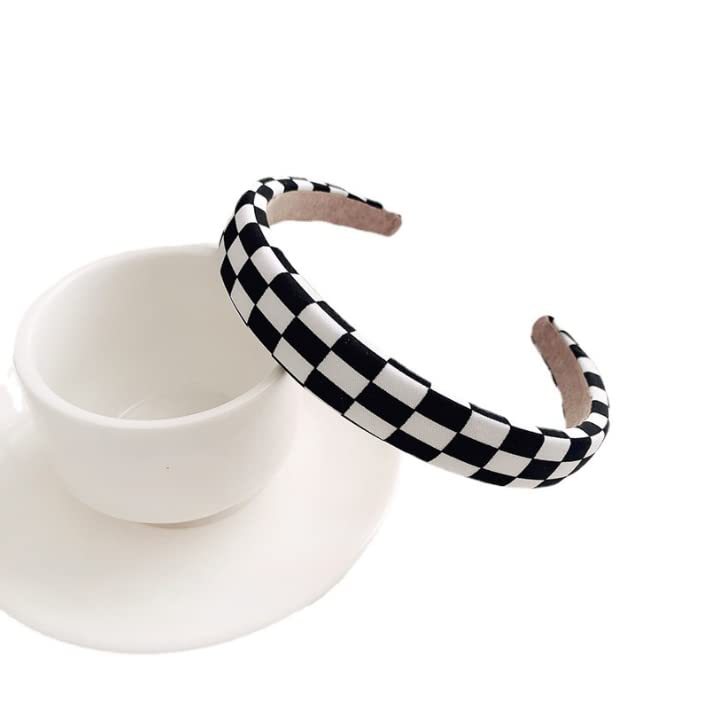 Duehut Diademas de tablero de ajedrez en blanco y negro, diadema acolchada a cuadros para mujeres y niñas, accesorios para el cabello para fiestas disponible en Yaxa Peru