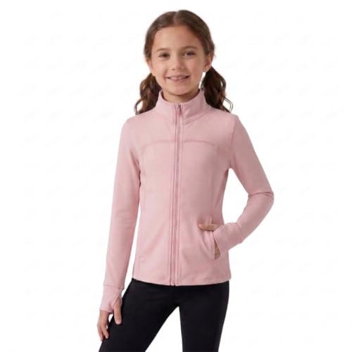 WELAKEN Girls Athletic Zip-Up Jacket – Long Sleeve Lightweight Outerwear with Pockets for Active Kids
