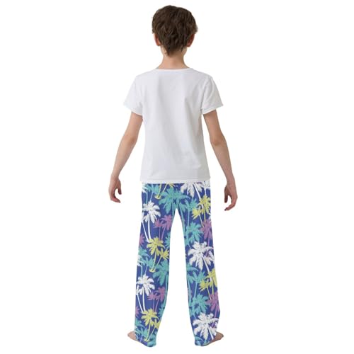 ZZXXB Coconut Tree Boys Long Pants Soft Trousers Elastic Waist Kids Lounge Bottoms with Pockets S-XL3