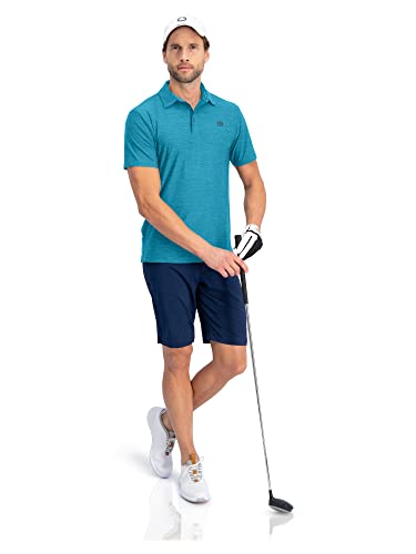 Image of Three Sixty Six Golf Shirts for Men - Dry Fit Short-Sleeve Polo, Athletic Casual Collared T-Shirt Aqua Blue