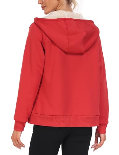 Image of MoFiz Zip Up Hoodie Women Fleece Lined Jackets Winter Coats With Pocket