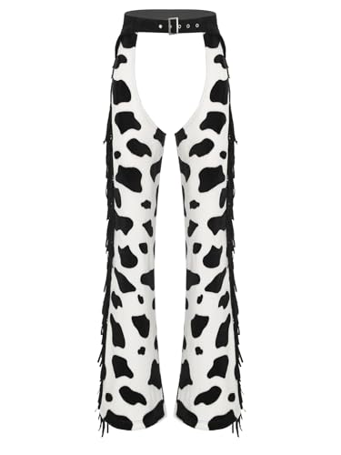 Pantalon cowgirl carnaval femme avec motif vaches en flanelle douce