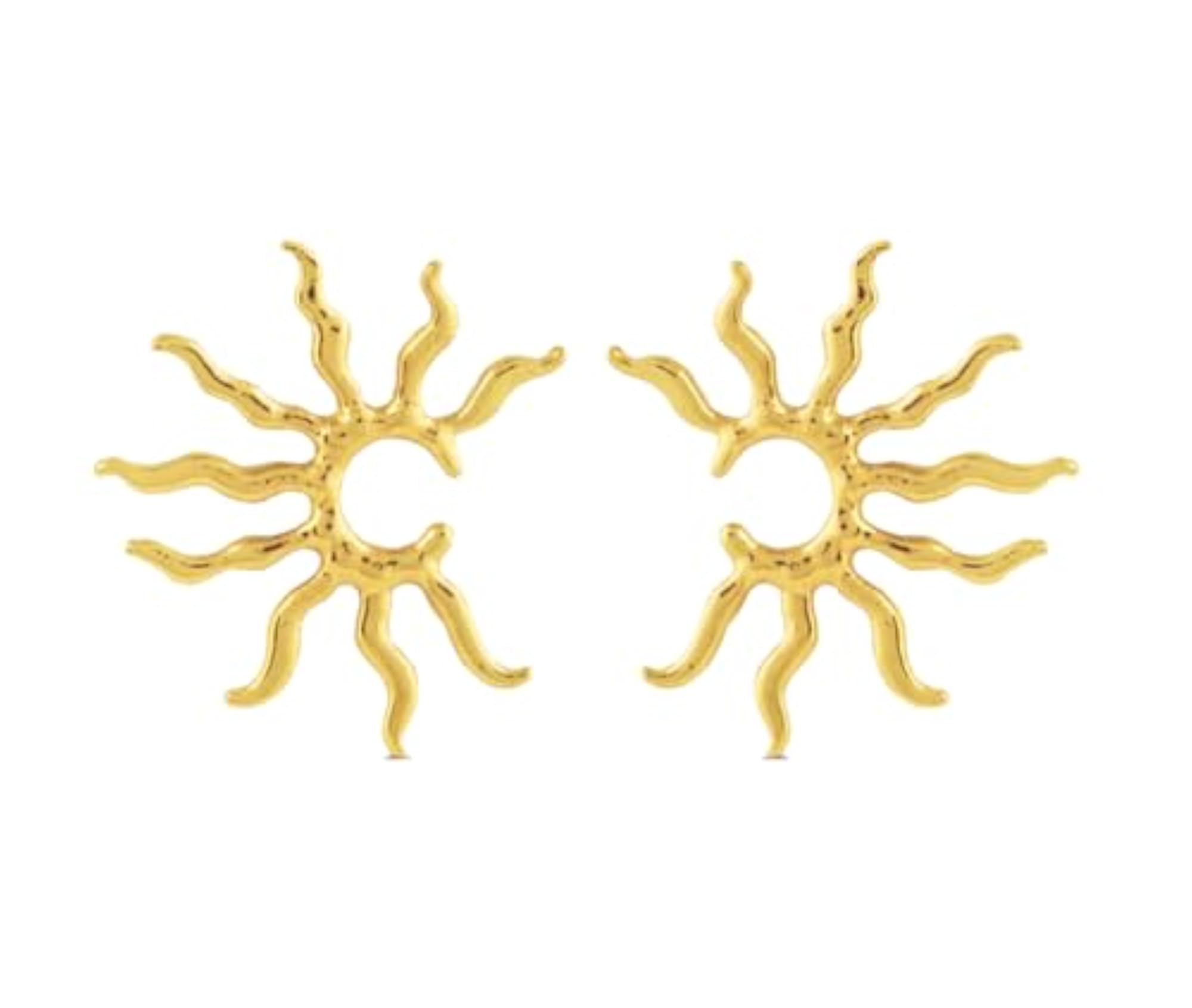 Luxury Italian Design Solar Flare Gold Plated Earrings