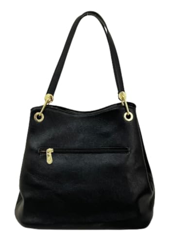 bolsa grande de ombro em couro pu com 3 compartimentos