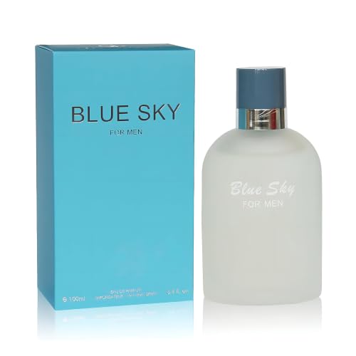 Image of AFLUXE Blue Sky EDP Men's Cologne, Aromatic Fruity Floral | Enchanting perfume for men with fruity floral scent. Finest oils in 3.4oz bottle with shiny . Ideal casual gift.