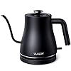 Ulalov Electric Gooseneck Kettle Ultra Fast Boiling Hot Water Kettle 100% Stainless Steel for Pour-over Coffee & Tea, Leak-Proof Design, Auto Shutoff Anti-dry Protection, 1200W-0.8L, Matte Black