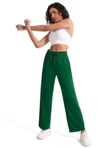 Tapata Short Women's 26" Inseam Sweatpants Open Bottom Workout Track Pants Zipper Pockets Lightweight Soft Joggers, Green, L - image 8