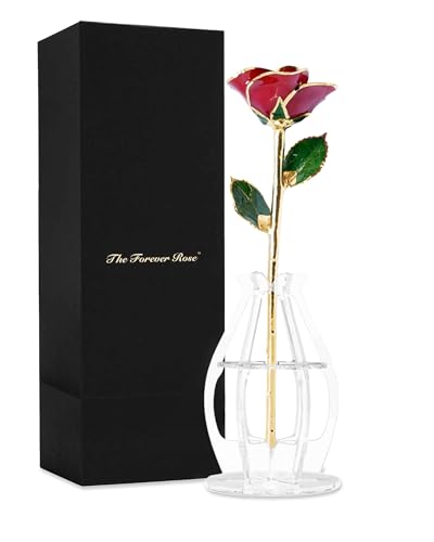Rosa real natural recortada a mano con oro en jarrón fantasma y caja exclusiva de lujo