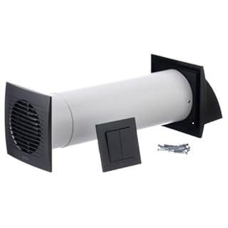 LIRAST 100mm Single Room Heat Recovery Ventilation System - 4 inch Decentralised MVHR Unit - Wall Heat Recovery Fan with Ceramic Air Heat Exchanger - Anthracite Heat Extractor Fan with Switch