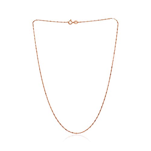 SEA OF ICE Sterling Silver 1mm Diamond-Cut Alternate Bead Rolo Chain Necklace For Women, Size 14" - 36" Italy2