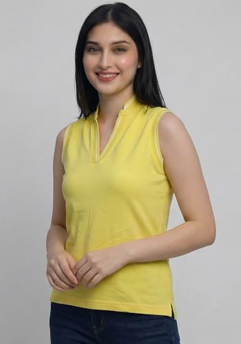 Image of Wear Your Opinion Mandarin Collar Sleeveless T Shirt for Women Top