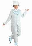 Fun Costumes Boys Blue Tuxedo Halloween Costume | Kids Blue Suit with Jacket, Pants, Shirt Front, Bow Tie, and Hat for a Dapper, Formal Look Large (12-14)