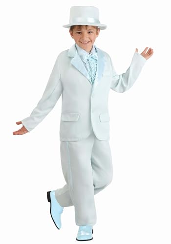 Fun Costumes Boys Blue Tuxedo Halloween Costume | Kids Blue Suit with Jacket, Pants, Shirt Front, Bow Tie, and Hat for a Dapper, Formal Look Large (12-14)