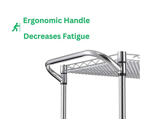 Heavy Duty 3 Tier Rolling Utility Cart Kitchen Cart On Wheels Metal Serving Cart Commercial Grade With Wire Shelving And Handle Bar For Kitchen Office Hardware #TOP3