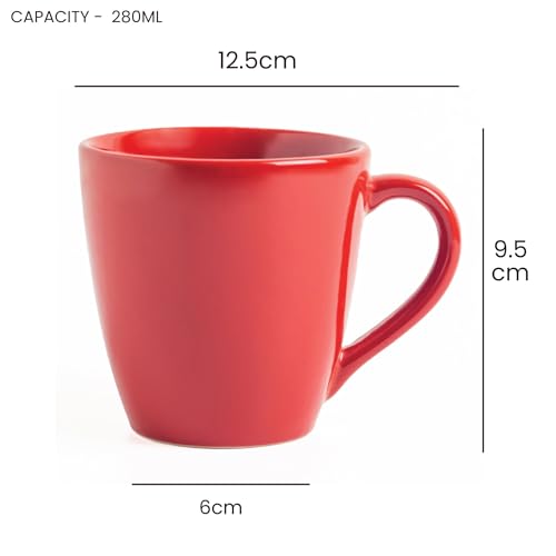 Image of Sipologie Artisan Ceramic Coffee Mug 280ml, Set of 4 - Scarlet