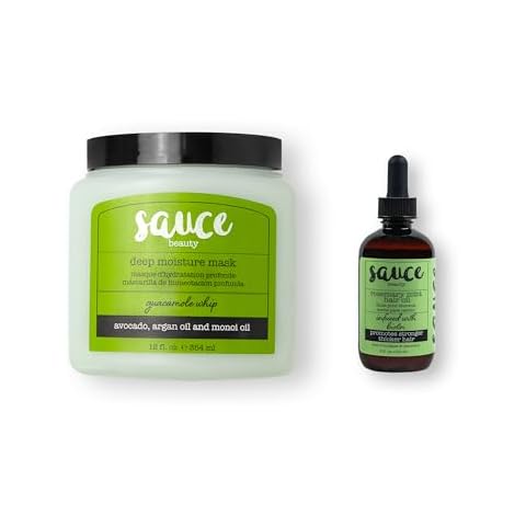 SAUCE BEAUTY Guacamole Hair Mask & Rosemary Mint Oil - For Hair Growth, Deep Conditioning, Dry, Damaged & Frizzy Hair - Paraben & Sulfate Free Cover