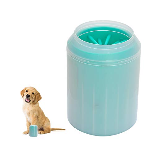 Preisvergleich Produktbild Songway Haustier Fußwaschbecher Hund Katze Welpe Pfotenreiniger Tragbare, abnehmbare Silikonbürste Reinigen des Fußabdrucks von Sandschlamm Schmutzig für das aktive Haustier (Green, M)