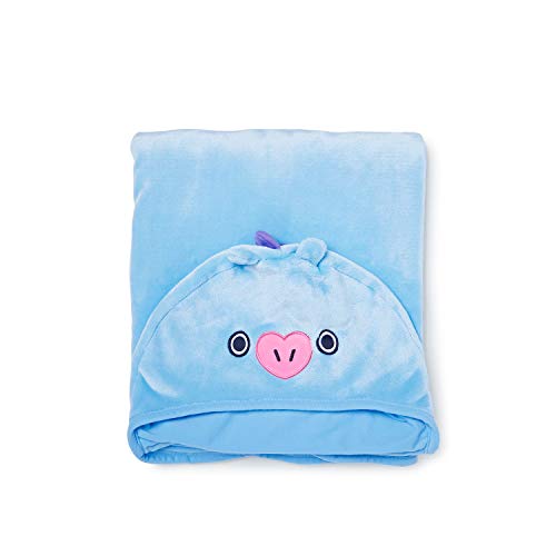 BT21 Official Merchandise by Line Friends - MANG Character Hooded Throw Blanket for Indoor/Outdoor, Blue