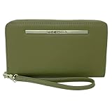 Steve Madden BZIPPY Women's Zip Around Wallet/Wristlet with gold hardware (Olive)