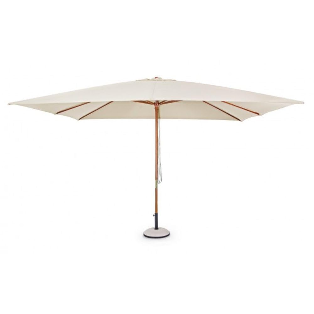 Sombrilla de jardín Syros de madera y acero, lona beige 3 x 4, beige, 3x4 m