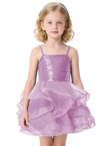 JISISANG Tutu Velvet Sequin Dress Girls Tulle Princess Formal Brithday Party Prom Ball Gown 2-14