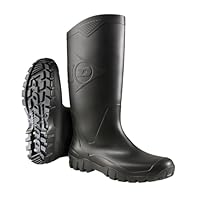 DUNLOP Dane Knee High Wellington Boot - Unisex, Waterproof and Chemical Resistant, Lightweight Wellies for Outdoor Use, PVC, Black - EU42, UK8