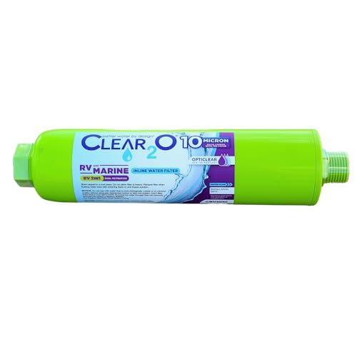 Image of CLEAR2O 2IN1 RV Inline Water Filter - The Ultimate Filtration Solution for RV Adventures - 10 Micron Solid Carbon Block & 15 Micron Pre-Filter - CRV1010