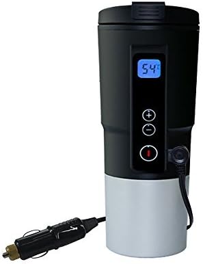 Puncia 12V Electric Heated Travel Coffee Mug For Car Smart Heated Coffee Mug Warmer With LCD Temp Display and Control (Black)