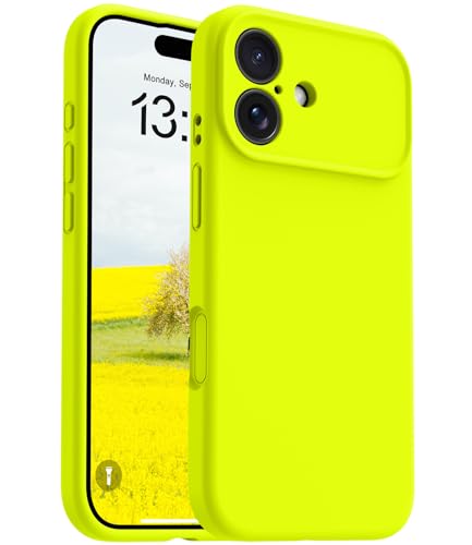 Coque iPhone 17 silicone MagSafe jaune fluo pour éviter les rayures au dos