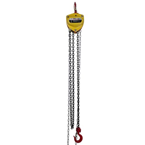 Image of IZOM Hand Chain Pulley Block 1 Ton Heavy Duty Hand Hoist Manual 3 meter Lifting, 80 Grade Load Chain Pulley Steel Construction for Lifting Good in Transport, Warehouse, Workshop Garages