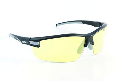 Riley Sisini Sport Style Safety Glasses, Anti Fog Scratch and Imapct Resistant, Wrap Around Lenses EN166 Certified Protective Glasses for DIY, Grinding, Construction Amber Lens