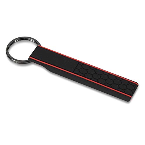 Preisvergleich Produktbild Silikon Schlüsselanhänger mit Schlüsselring - kwmobile Schlüsselband Hausschlüssel Arbeitsschlüssel Autoschlüssel - Schwarz Rot