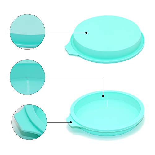 Set of 4 Silicone Cake Pan 6 inch Round Rainbow Cake Baking Molds Layer Cake Pan for Jumbo Pie Cake Vegetable Pancakes Pizza Crust, light green