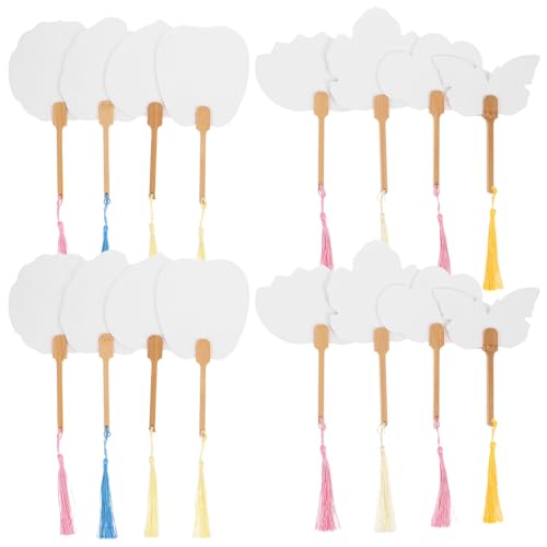 JOINPAYA 16個の空白の手持ち扇子:中国風の空白の絵画扇子、DIY書道や落書き用手持ち扇子 - パーティーの装飾やアート用品のためのDIY工芸品