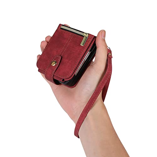 Étui portefeuille en cuir premium pour Samsung Z Flip 3 avec fermeture zippée chic