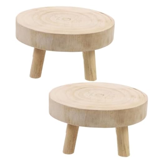 FONDOTIN 2pcs Wooden Plant Stands Flower Pot Holders for Use Lightweight Portable High Legs for Balcony Garden and Home Decor