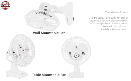 Image of STARVIN Portable 6 Inch Table Fan with 3 High-Speed Mode Air Circulation Desk Fan with Adjustable Tilt, Compact & Lightweight Design | Low Noise Personal Fan for Home, Office & Study (White)