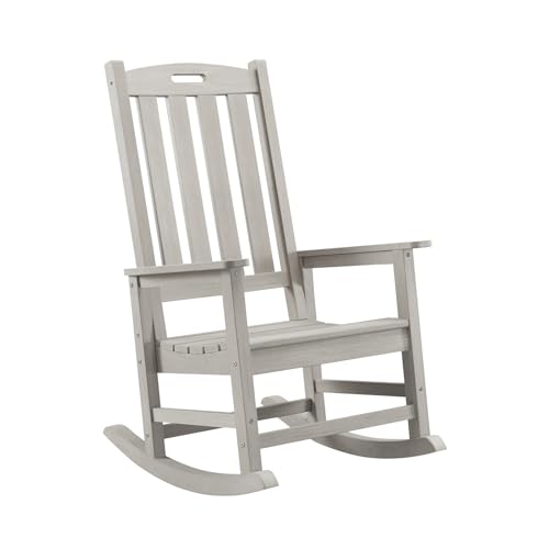 Image of Psilvam Oversized Outdoor Rocking Chair, HDPE Porch Rocker (Grey)