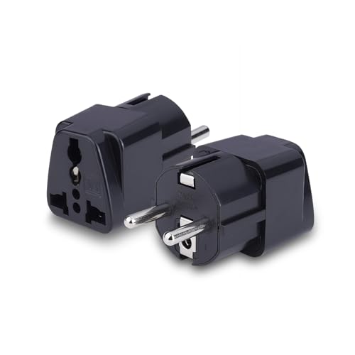 Image of MX India to Europe Travel Adapter Schuko Plug Type E /F European Plug Adapter Universal Socket for Europe Perfect for Laptop Camera Charger Pack of 2